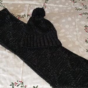 NWOT Ellen Tracy Winter Beanie and Scarf (Black)